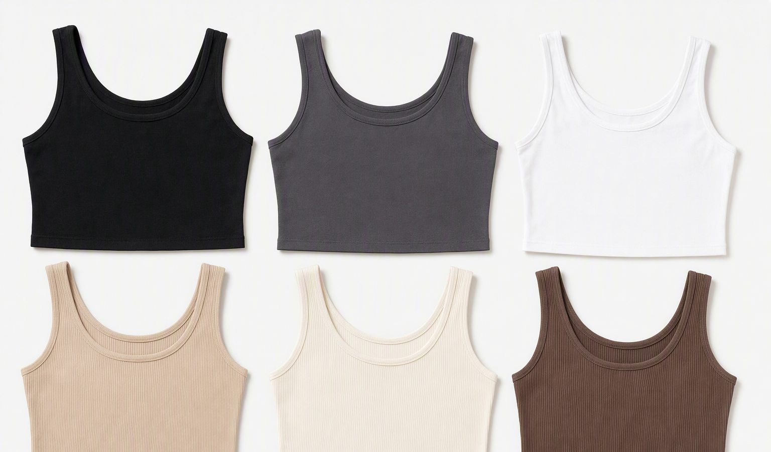 Blank custom crop tops in neutral colours