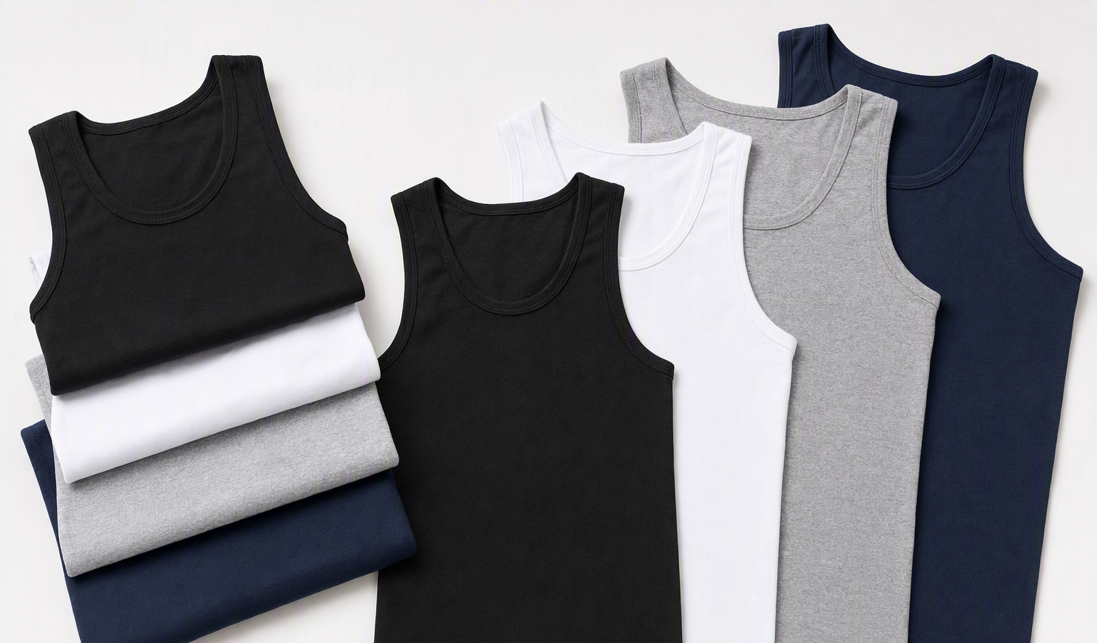 Custom blank tank tops in multiple colours manufactured by Fexwear