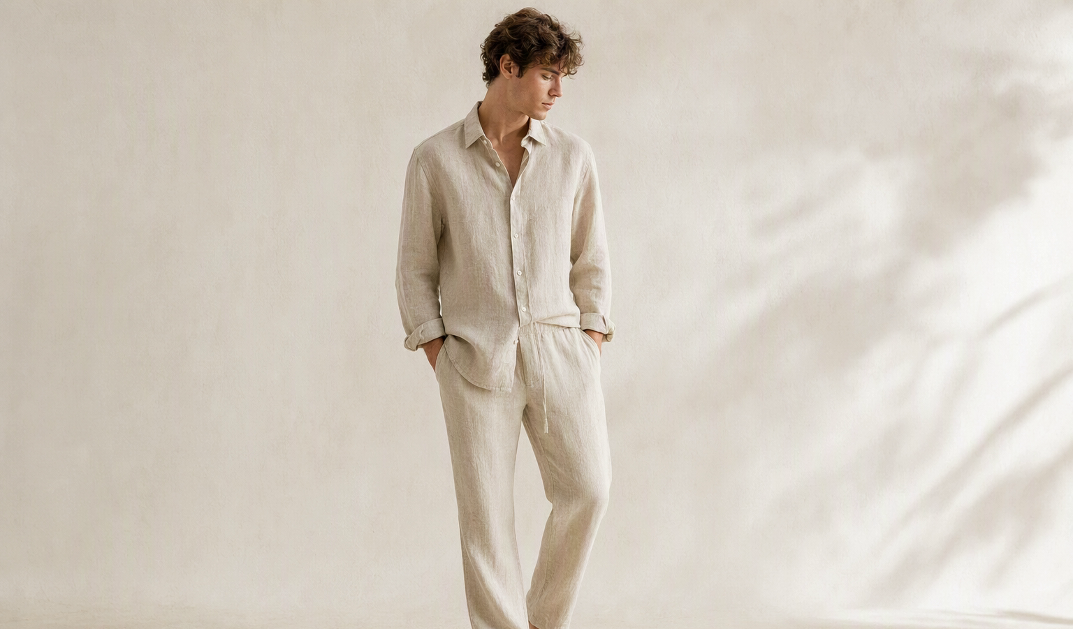 Relaxed linen shirt and trousers set