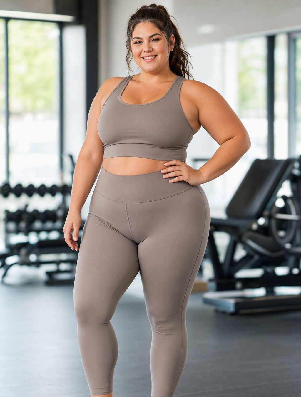 Plus size activewear set on a model
